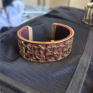 Rustic Cuff Gold and Purple Bracelet